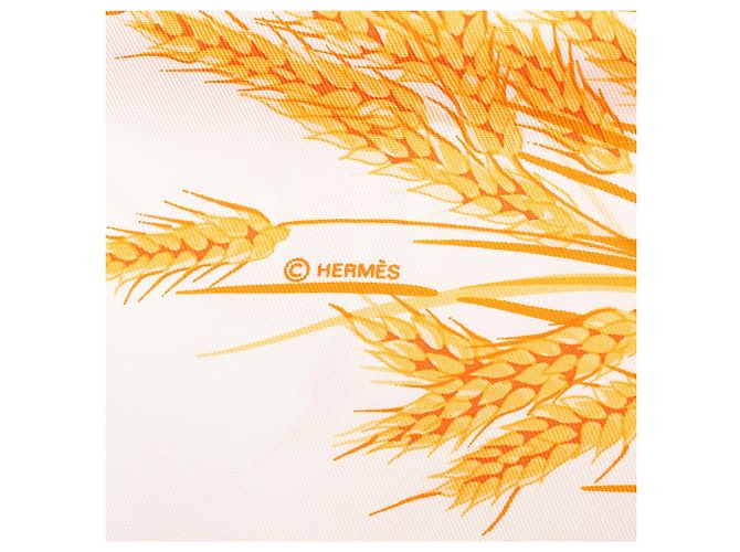 Pañuelo de seda Hermès Orange Les Bles 90 - vista 8