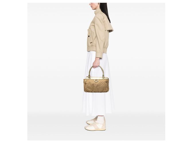 Gucci Abbey D Ring Tote aus beigem GG Canvas - Ansicht 6