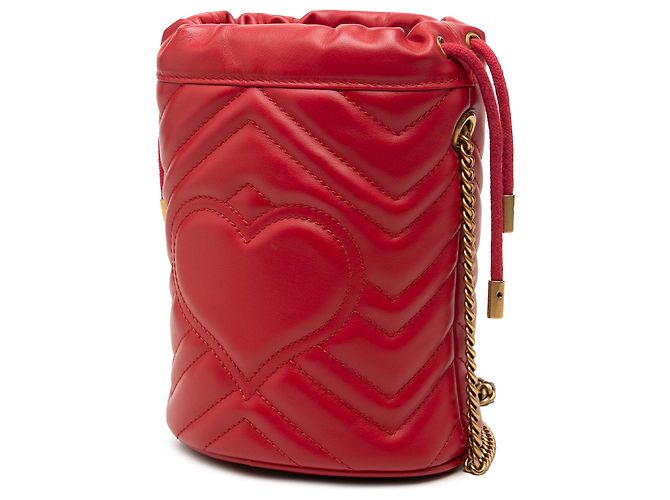 Borsa secchiello Gucci Red Small GG Marmont Matelassé in pelle di vitello - vista 2