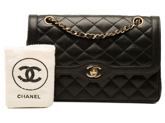 Chanel Black Limited Edition Paris Medium CC Quilted Lambskin Double Flap - Ansicht 7