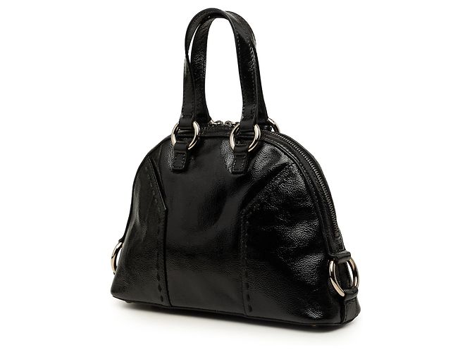 Autre Marque Borsa a mano Saint Laurent Muse Mini in pelle verniciata stropicciata nera - vista 2