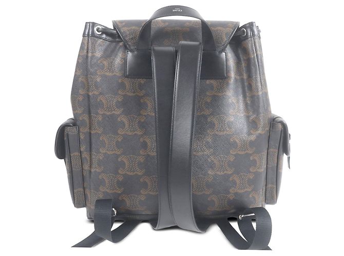 Céline Mochila Celine Large Triomphe de lona revestida marrón - vista 2