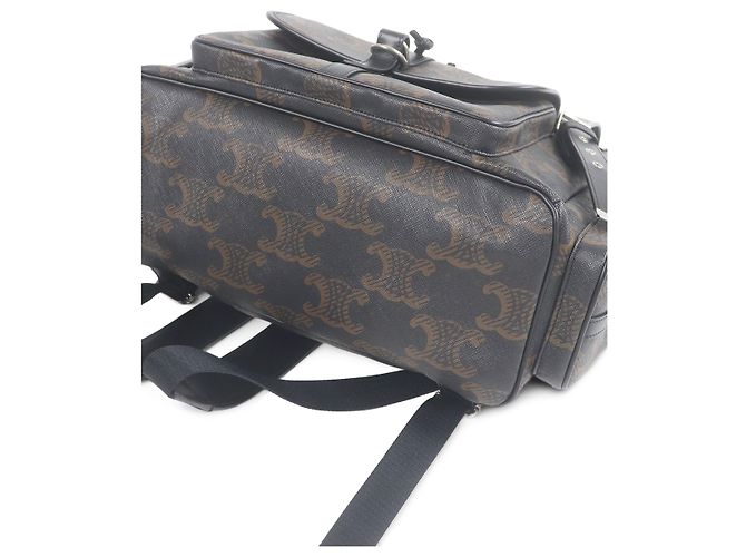 Céline Mochila Celine Large Triomphe de lona revestida marrón - vista 3