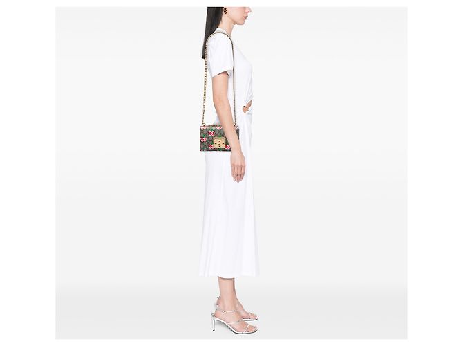 Gucci Beige Small GG Supreme Apple Padlock Crossbody - vista 5