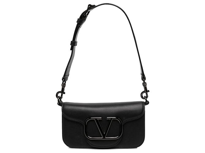 Borsa Satchel VLogo Loco Valentino Piccola in Vitello Nero - vista 5