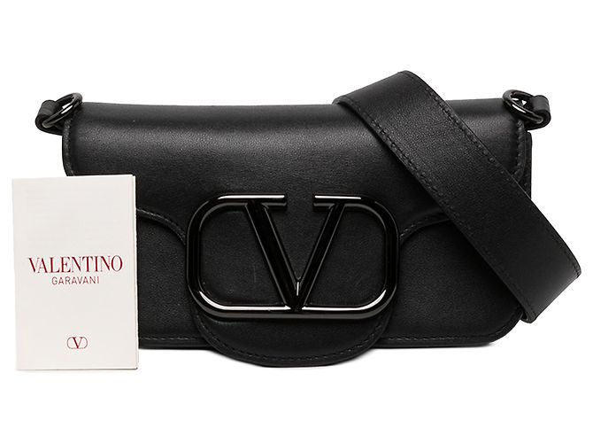 Borsa Satchel VLogo Loco Valentino Piccola in Vitello Nero - vista 7