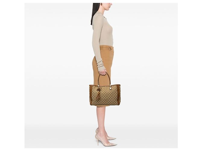 Bolso Tote Gucci Bella de lona GG beige - vista 7