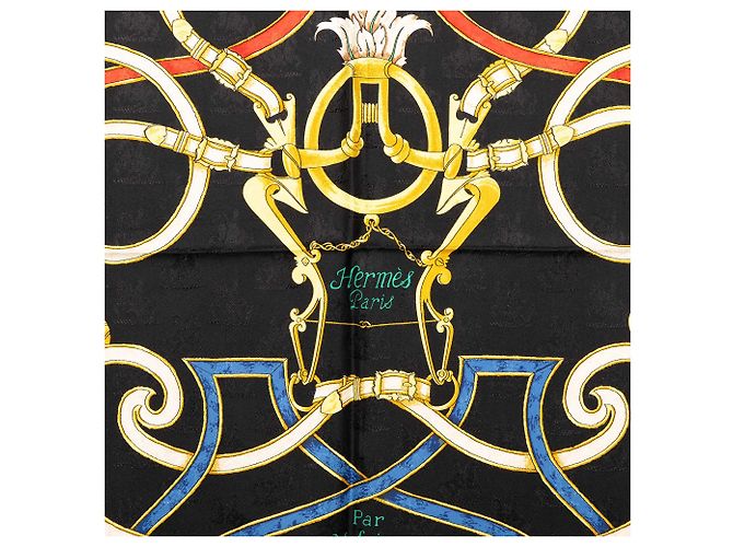 Foulard in seta jacquard Hermès Black L Instruction Du Roy 90 - vista 2