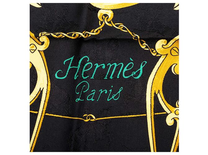 Foulard in seta jacquard Hermès Black L Instruction Du Roy 90 - vista 6