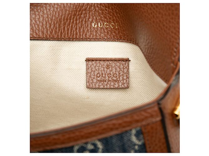 Gucci Borsa a Tracolla Small GG Denim Web Horsebit 1955 Blu - vista 5