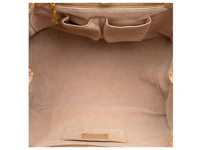 Prada Tote Shopping Grande em Pele de Cabra Trançada Madras Castanha - vista 4