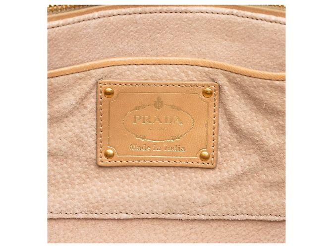 Prada Tote Shopping Grande em Pele de Cabra Trançada Madras Castanha - vista 5