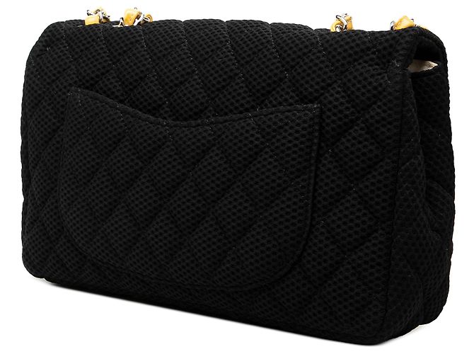 Chanel Black Medium Quilted Perforated Jersey Single Flap - Ansicht 2