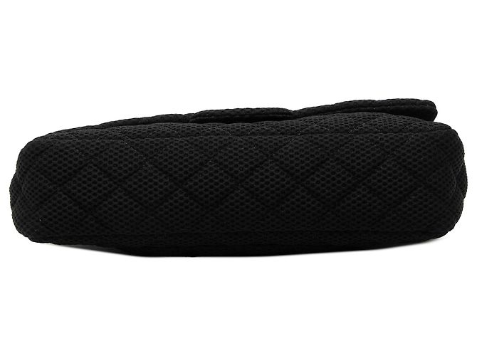 Chanel Black Medium Quilted Perforated Jersey Single Flap - Ansicht 3