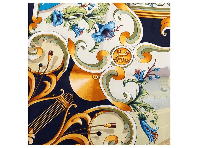 Foulard di seta Hermès Blue Orgauphone Et Autres Mecaniques 90 - vista 3