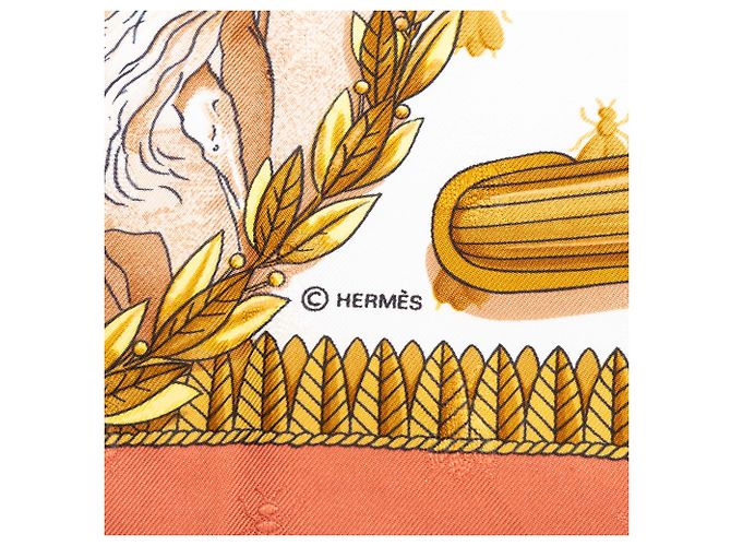 Foulard di seta Hermès Orange Napoleon 90 - vista 4