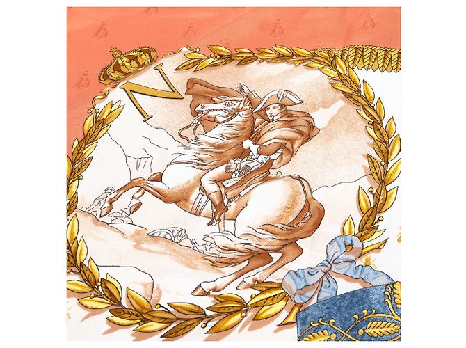 Foulard di seta Hermès Orange Napoleon 90 - vista 5