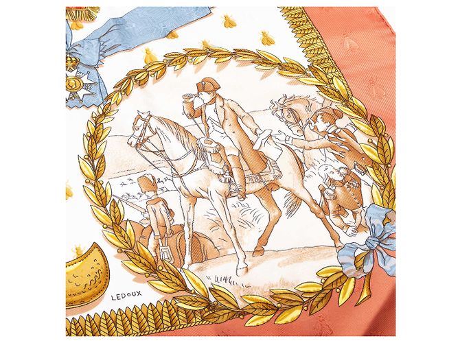 Foulard di seta Hermès Orange Napoleon 90 - vista 7