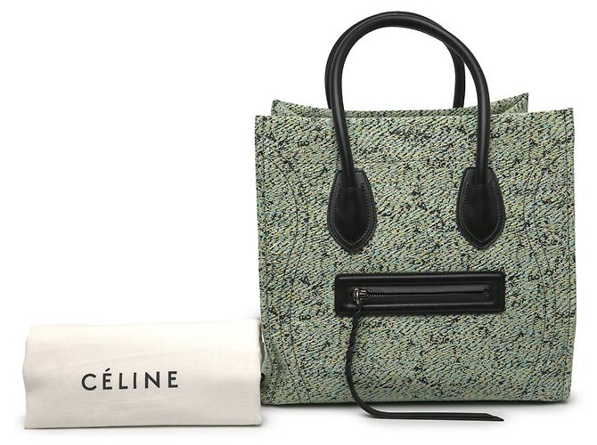Céline Celine Green Medium Tweed Phantom Luggage Tote - vista 6