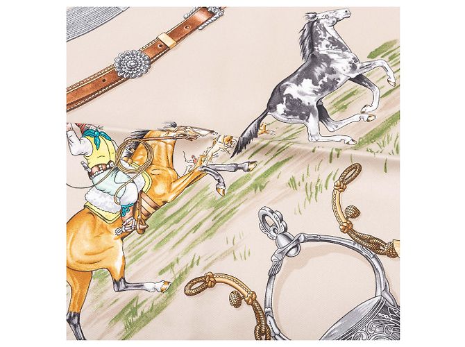 Pañuelo de seda Hermès Beige Pampa 70 - vista 6