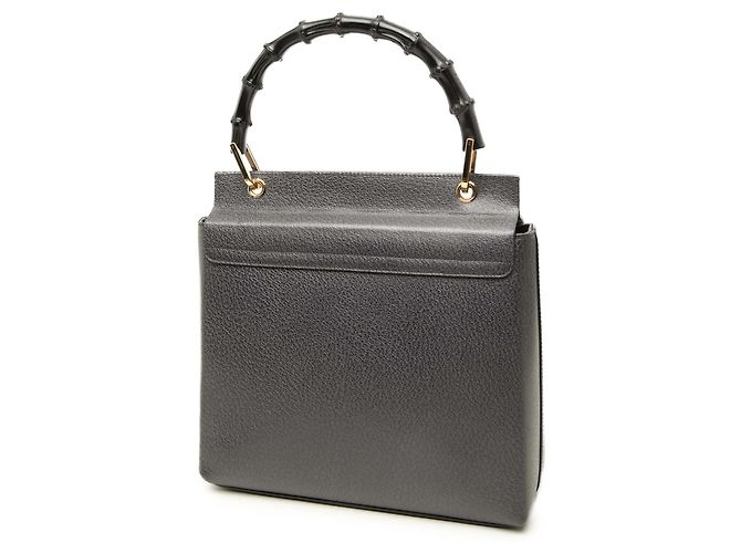 Bolsa Gucci em couro preto com alça Bamboo - vista 2