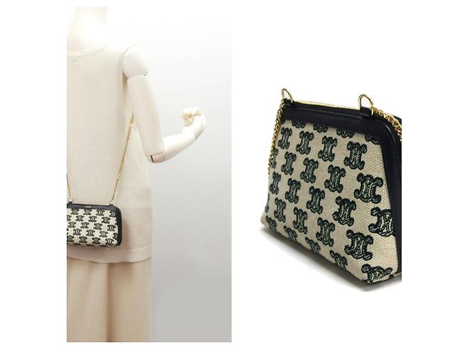 Céline Celine Triomphe All-Over Chain Clutch Bag - view 3