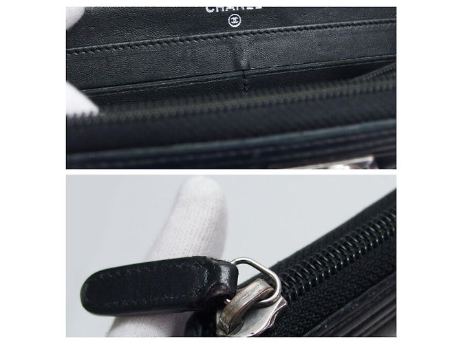 Boy Portafoglio lungo Chanel Matelassé in pelle d'agnello nera - vista 11