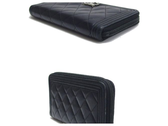 Boy Portafoglio lungo Chanel Matelassé in pelle d'agnello nera - vista 4