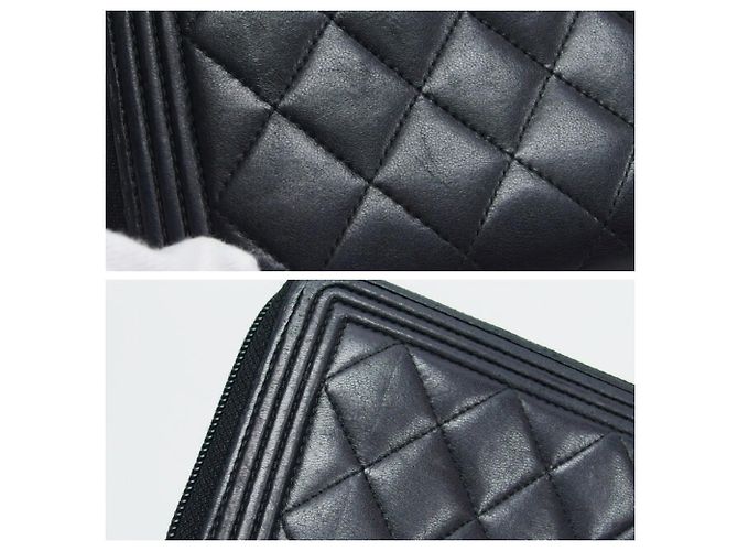 Boy Portafoglio lungo Chanel Matelassé in pelle d'agnello nera - vista 6