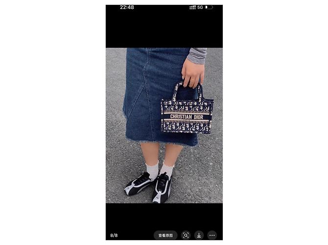 Dior Book Tote Mini Blue Oblique Canvas Handtasche - Ansicht 8