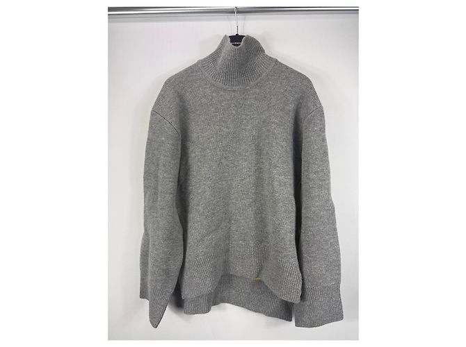 Salvatore Ferragamo Ferragamo Poncho aus Wollmischgewebe in Grau mit gelbem Innenfutter - Ansicht 2