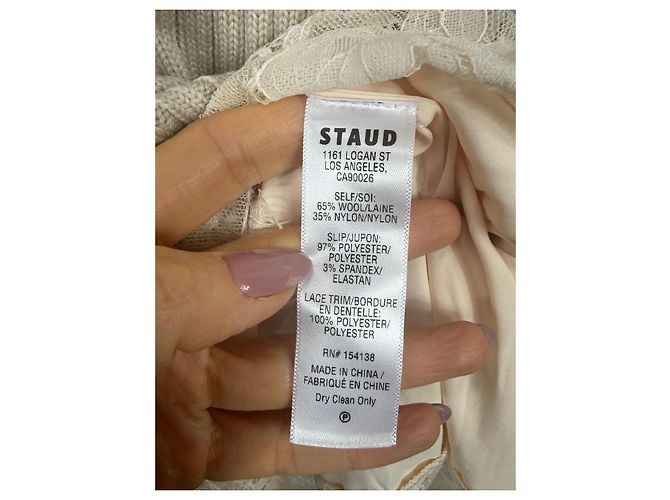 Staud geripptes Strickkleid mit Spitzenbesatz - Ansicht 3