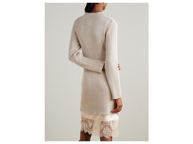 Staud geripptes Strickkleid mit Spitzenbesatz - Ansicht 6