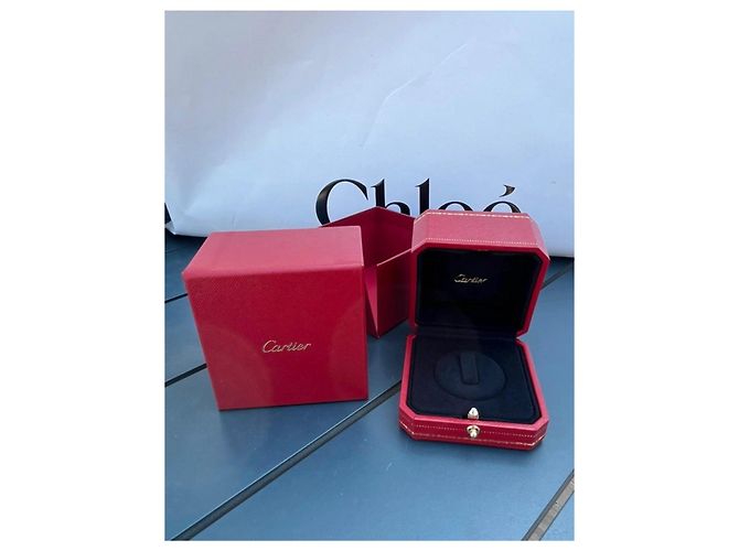 Cartier Ringbox aus rotem Leder mit Außenverpackung - Ansicht 2