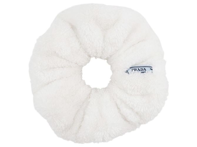 Scrunchie Prada in cotone terry con triangolo - vista 3