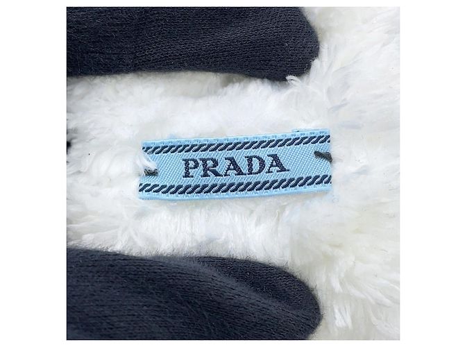 Scrunchie Prada in cotone terry con triangolo - vista 7