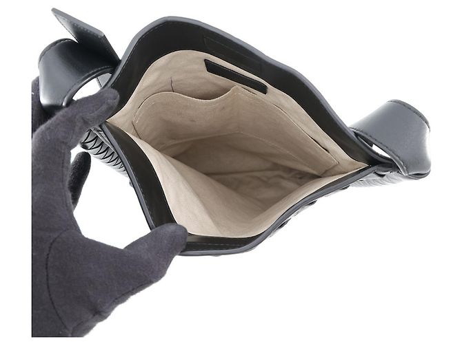 Borsa a tracolla Bottega Veneta in pelle nera - vista 5