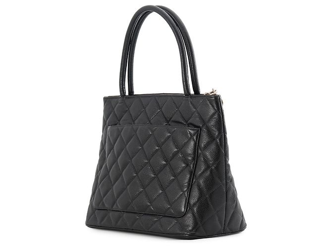 Borsa Tote Chanel in pelle di vitello martellata nera - vista 2