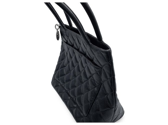 Borsa Tote Chanel in pelle di vitello martellata nera - vista 9
