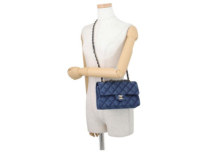 Chanel Denim Schultertasche mit Kette - Ansicht 5