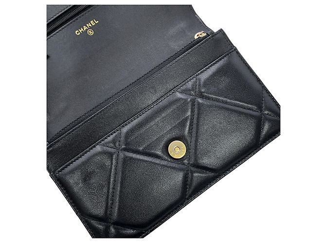 Portafoglio a catena/spalla Chanel in pelle nera - vista 11