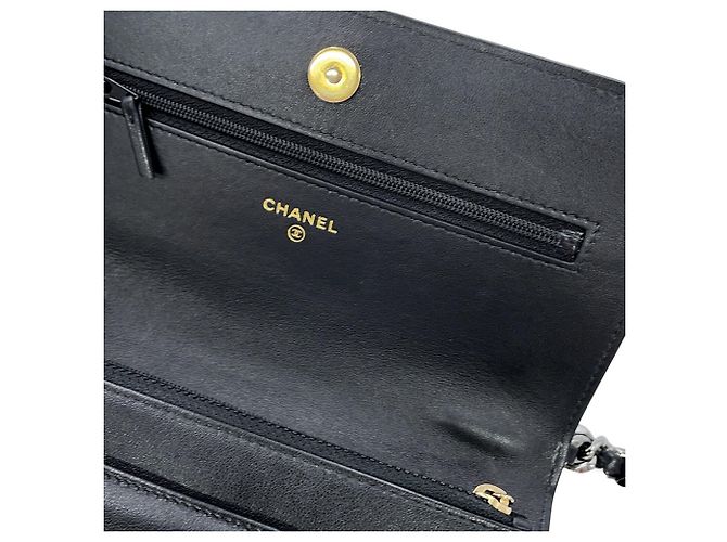 Portafoglio a catena/spalla Chanel in pelle nera - vista 12