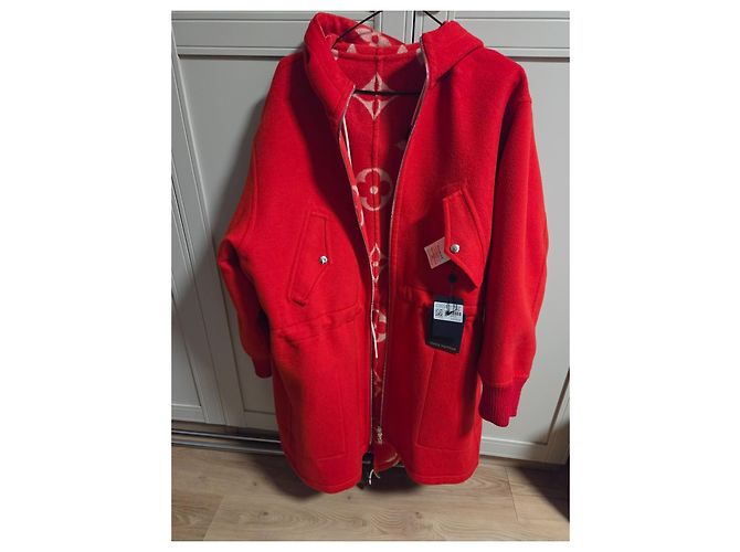 Louis Vuitton Parka Coat Red Wool - vista 11