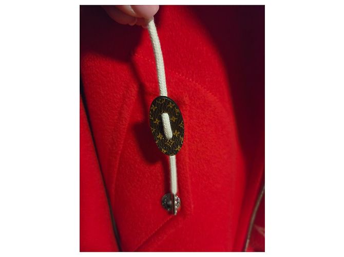 Louis Vuitton Parka Coat Red Wool - vista 3