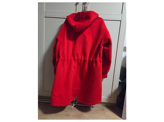 Louis Vuitton Parka Coat Red Wool - vista 4