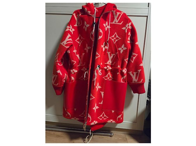 Louis Vuitton Parka Coat Red Wool - vista 5