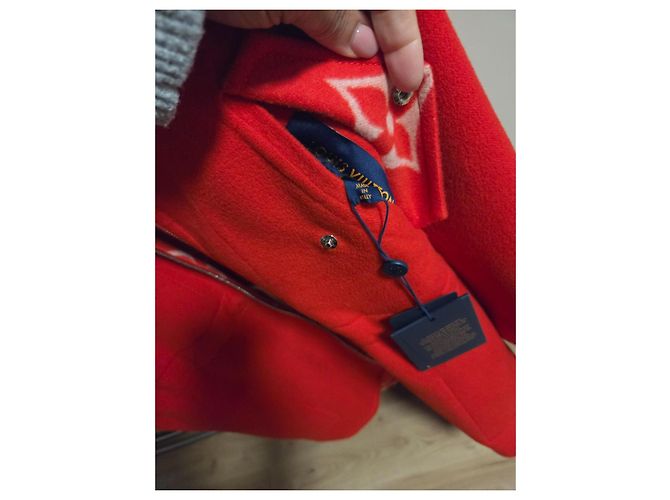 Louis Vuitton Parka Coat Red Wool - vista 7