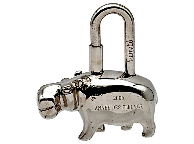 Hermès Hermes Cadena Charm Hippopotamus Metal Silver Padlock 2005 Limited Edition - vista 2