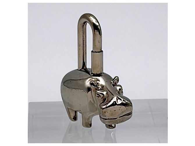 Hermès Hermes Cadena Charm Hippopotamus Metal Silver Padlock 2005 Limited Edition - vista 4