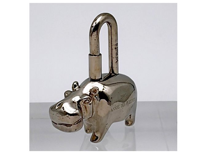 Hermès Hermes Cadena Charm Hippopotamus Metal Silver Padlock 2005 Limited Edition - vista 5